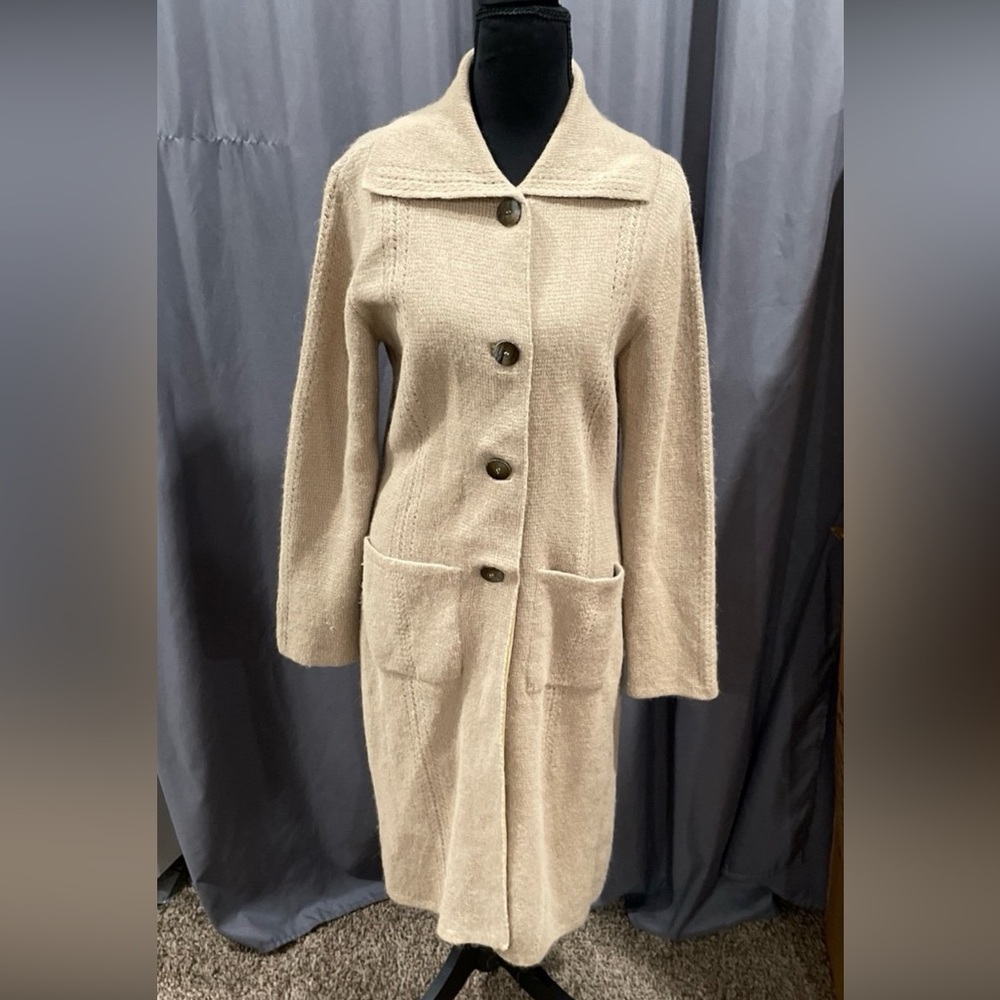 Talbots 100% alpaca duster sweater cardigan size small